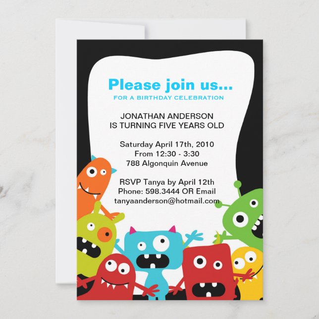 Party Monsters | Boys Birthday Party Invitation (Front)