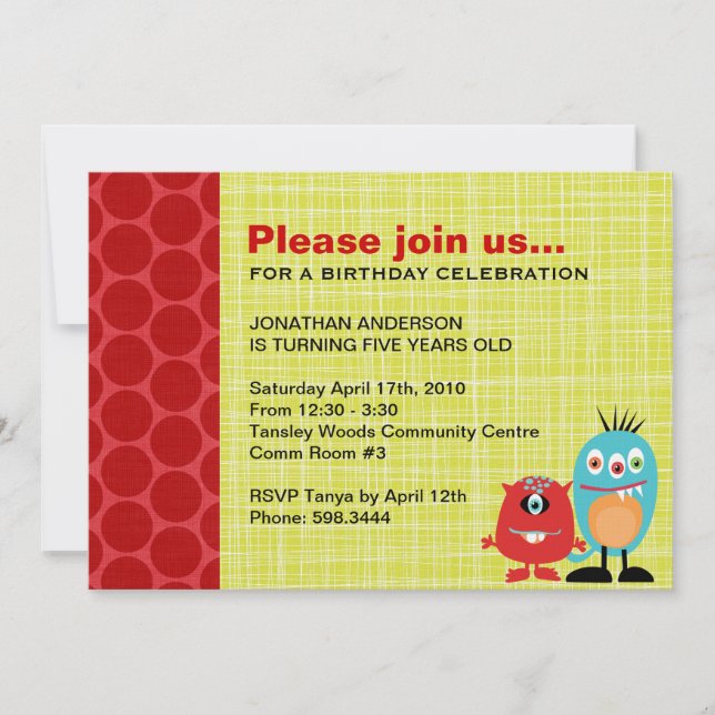 Party Monsters | Boys Birthday Party Invitation (Front)