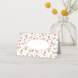 Party Name Place Card-Pink Rose Buds Card