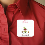 Party  Name Tag Funny Christmas Elf<br><div class="desc">*** Purchase the Matte Finish when using this sticker as a name tag*** This design may be personalised in the area provided by changing the photo and/or text. Or it can be customised by clicking Personalise this Template and then choosing the click to customise further option and delete or change...</div>