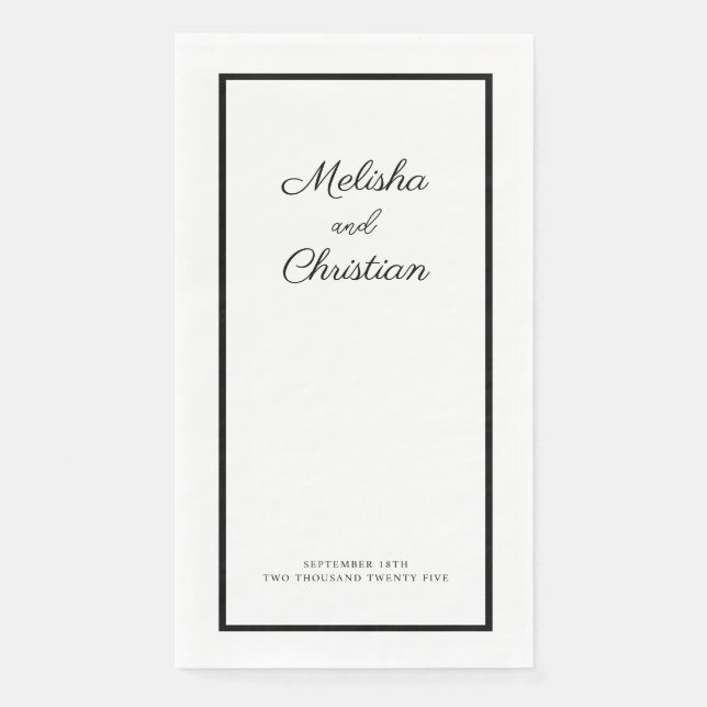 Party Napkin Minimalist Modern Wedding.  (Front)