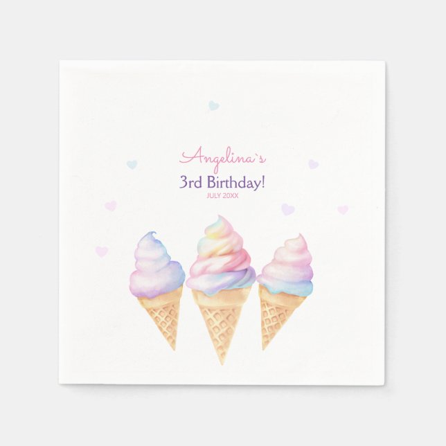 Party Napkins birthday party with sweet ice cream  (Front)