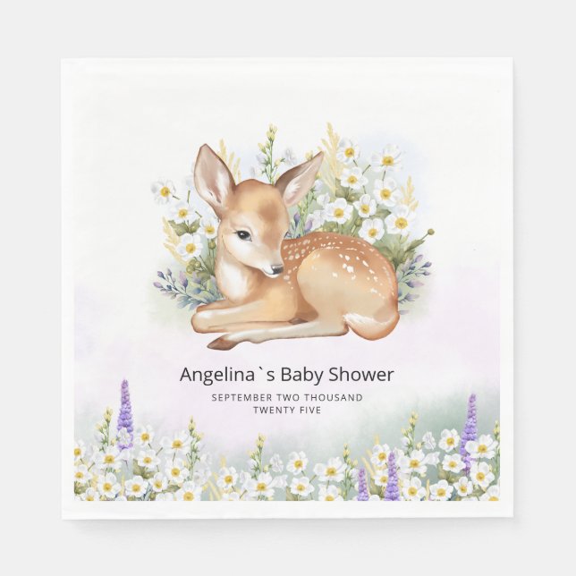 Party Napkins for baby shower with adorable fawn (Front)