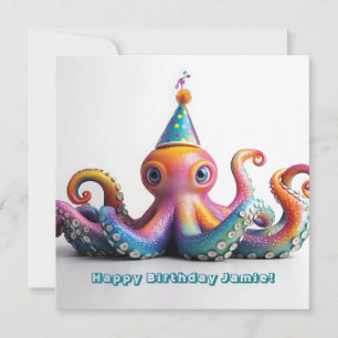 Party Octopus - Cute Birthday Design Holiday Card