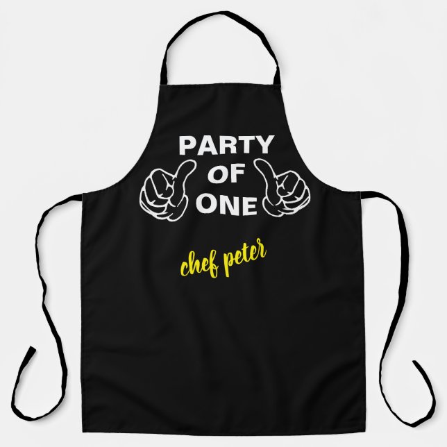 "Party of One" Chef Apron - Custom Kitchen Gift (Front)