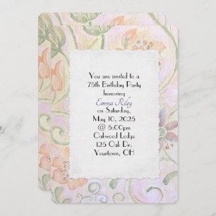 party-old-fashioned watercolor floral pattern invitation