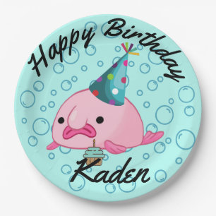 Party on Birthday Blobfish Paper Plate
