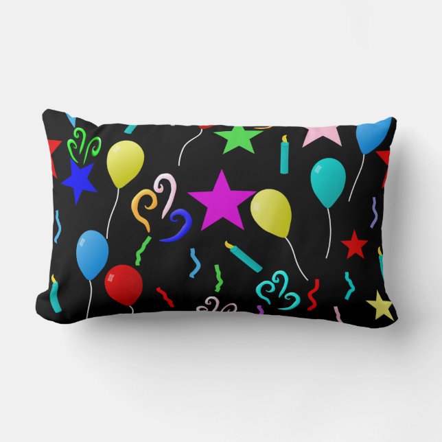 Party on! Colourful celebration pattern. Lumbar Cushion (Front)
