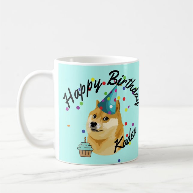 Party on! Personalised Birthday Doge Birthday  Coffee Mug (Left)