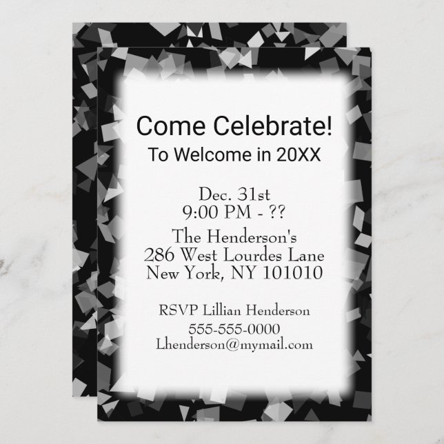 Party or Celebration New Year Confetti Invitations (Front/Back)