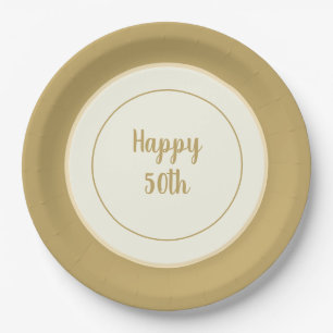 Party Paper China-look Rimmed 50th Anniversary Paper Plate