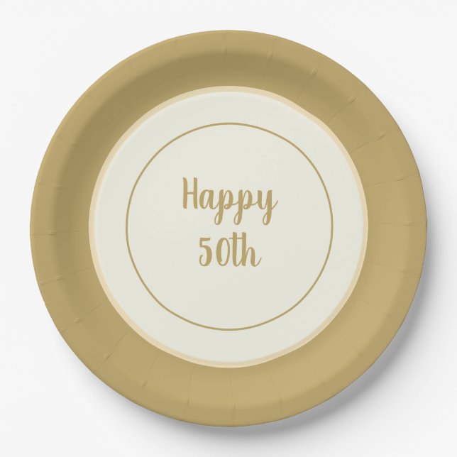 Party Paper China-look Rimmed 50th Anniversary Plate (Front)