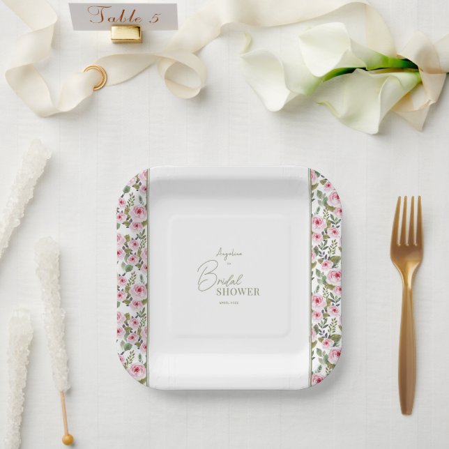 Party Paper Plate for a pastel bridal shower. (Wedding)