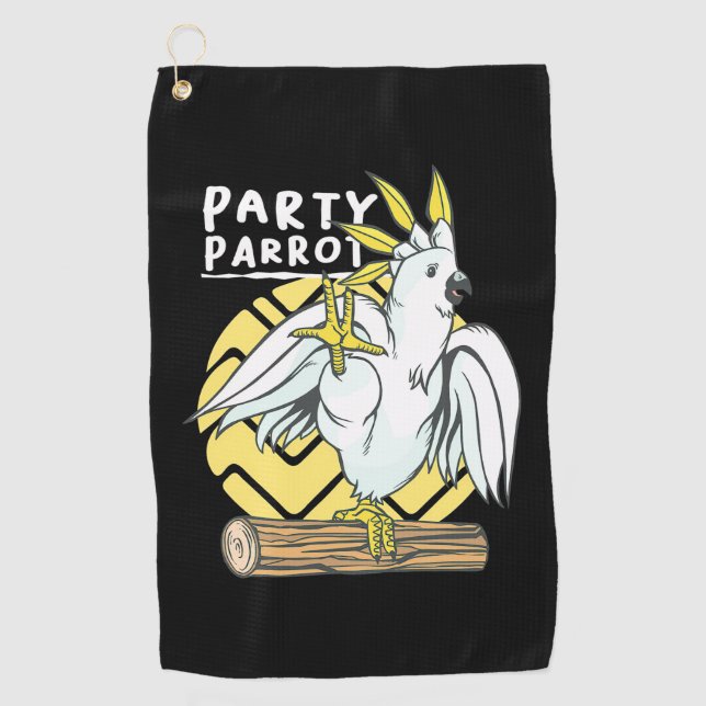 Party Parrot Bird Golf Towel (Front)