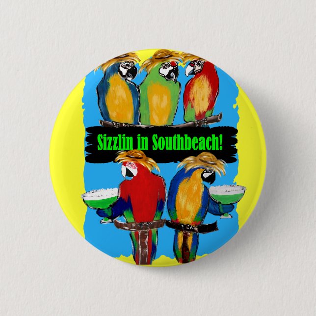 PARTY PARROTS 6 CM ROUND BADGE (Front)