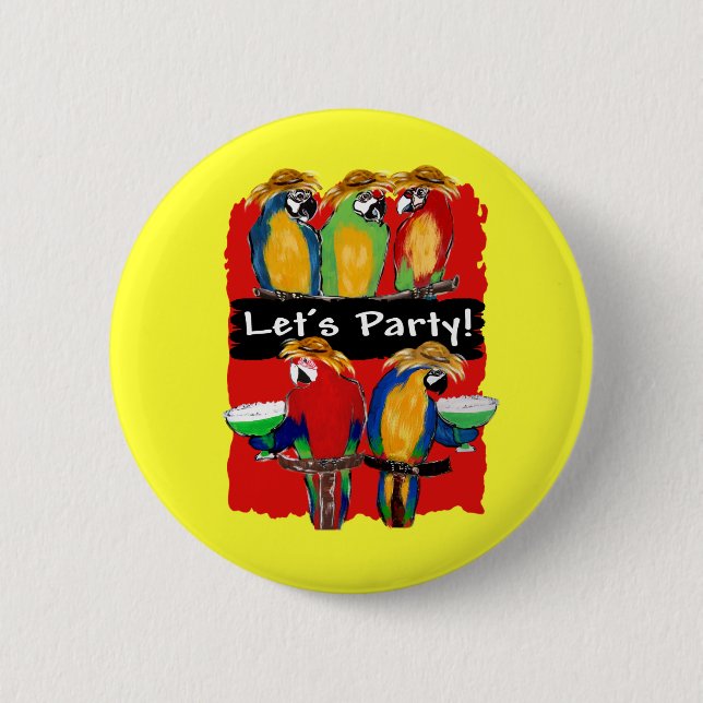 PARTY PARROTS 6 CM ROUND BADGE (Front)