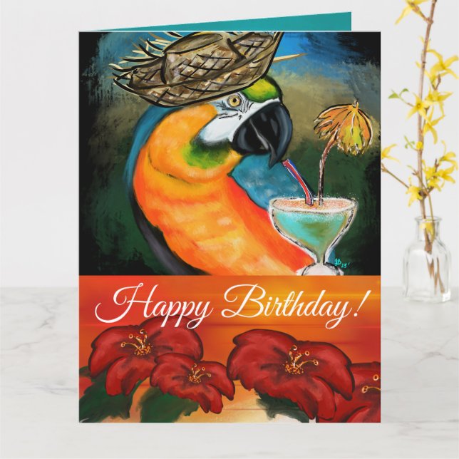 Party Parrots Card (Yellow Flower)