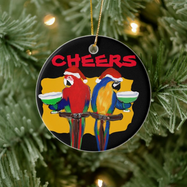 PARTY PARROTS  CERAMIC TREE DECORATION (Tree)