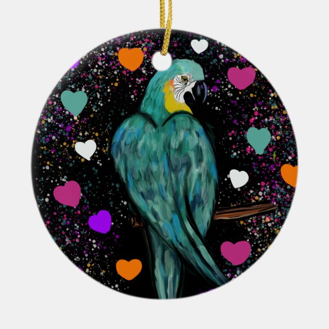 PARTY PARROTS        CERAMIC TREE DECORATION (Front)