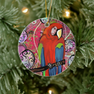 PARTY PARROTS CERAMIC TREE DECORATION