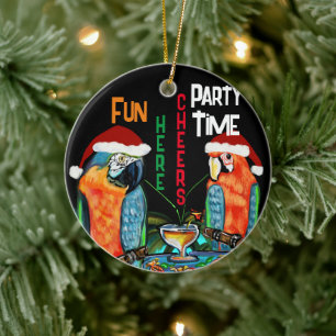 PARTY PARROTS CERAMIC TREE DECORATION