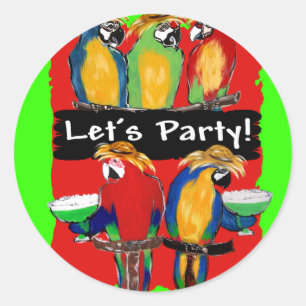 PARTY PARROTS CLASSIC ROUND STICKER