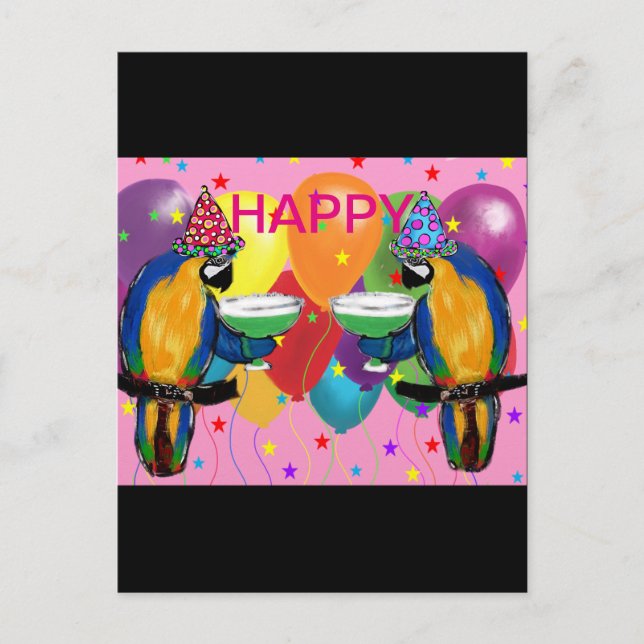 Party Parrots Invitation Postcard (Front)