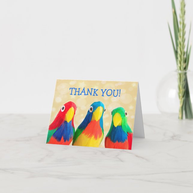 Party Parrots Thank You Note Card (Front)