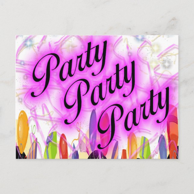 Party Party Party Invitation Postcard (Front)