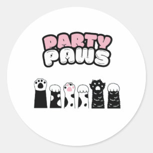PARTY PAWS CLASSIC ROUND STICKER