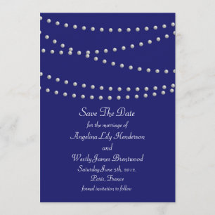 Party Pearls on Indigo Save the Date