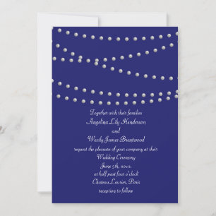 Party Pearls on indigo Wedding Invitation