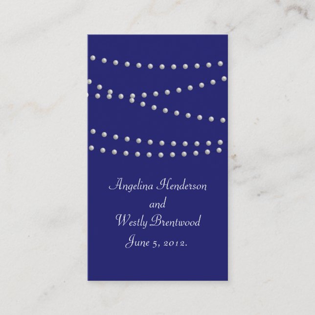 Party Pearls on Indigo Wedding Website Card (Front)