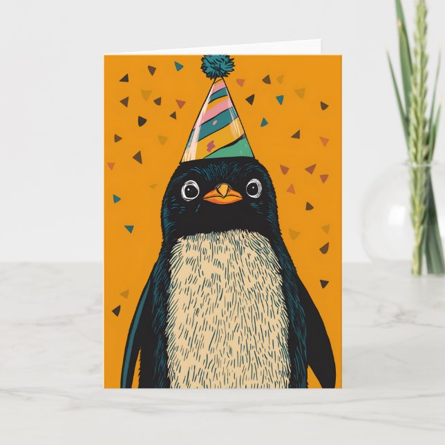 Party Penguin Birthday Card (Front)