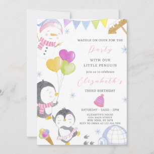 Party Penguin Birthday Invitation