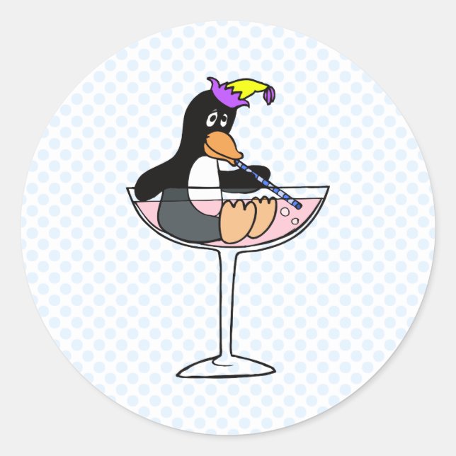 Party Penguin Classic Round Sticker (Front)