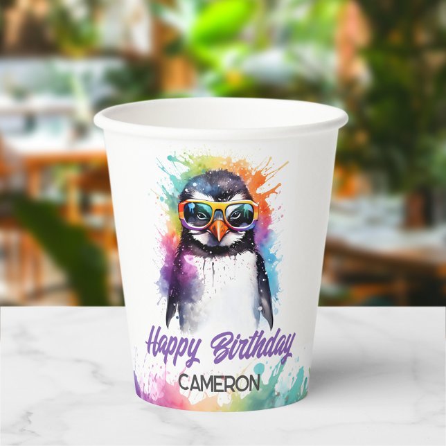 Party Penguin sunglasses, kid's birthday  Paper Cups (Creator Uploaded)