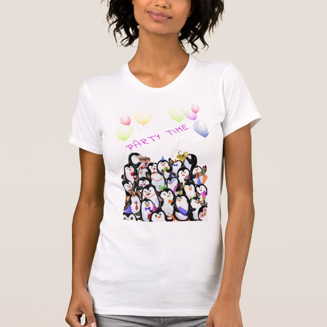 Party Penguin T-Shirt - Custom Text (Front)