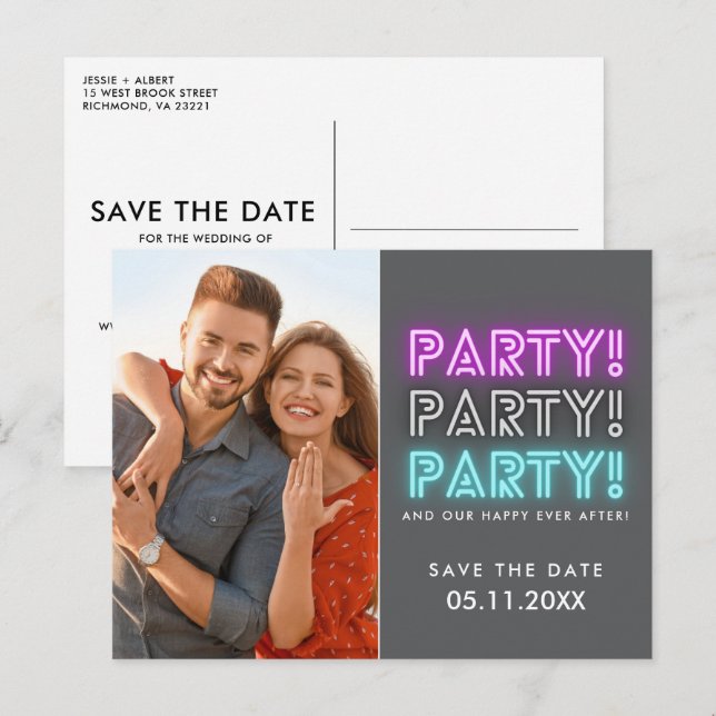 Party Photo QR Code Wedding Save the Date Announcement Postcard (Front/Back)