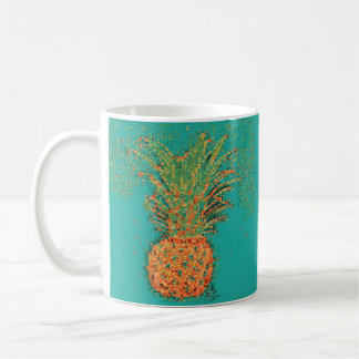 Party Pineapple-Abstract Pineapple on Bright Coffee Mug