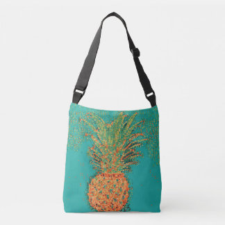 Party Pineapple-Abstract Pineapple on Bright Crossbody Bag