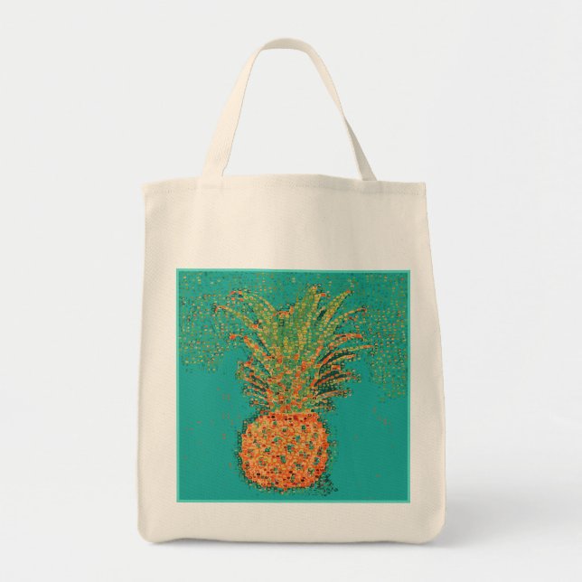 Party Pineapple-Abstract Pineapple on Bright  Tote Bag (Front)