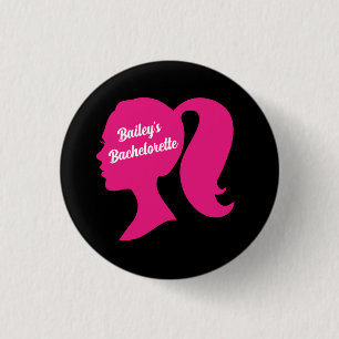 Party Pink & Black Bachelorette 3 Cm Round Badge