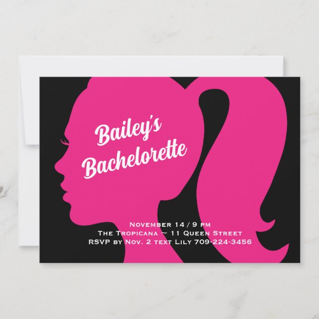 Party Pink & Black Bachelorette Invitation (Front)