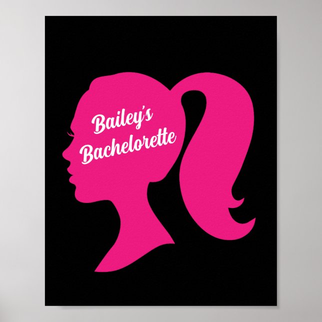 Party Pink & Black Bachelorette Poster (Front)