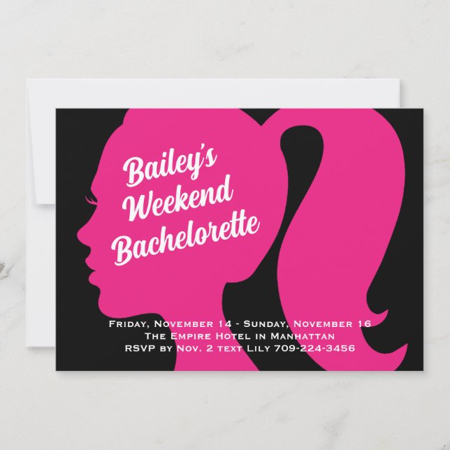 Party Pink & Black Weekend Bachelorette Invitation (Front)