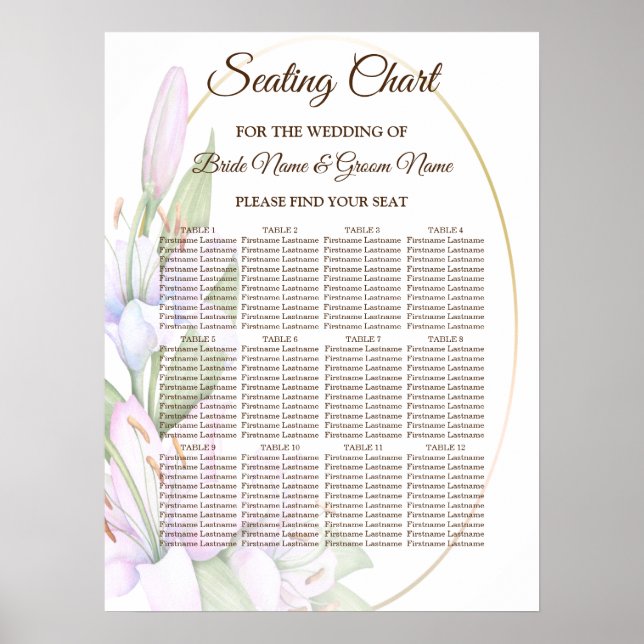 Party Pink Lily Flowers Golden Frame Beautiful Poster (Front)