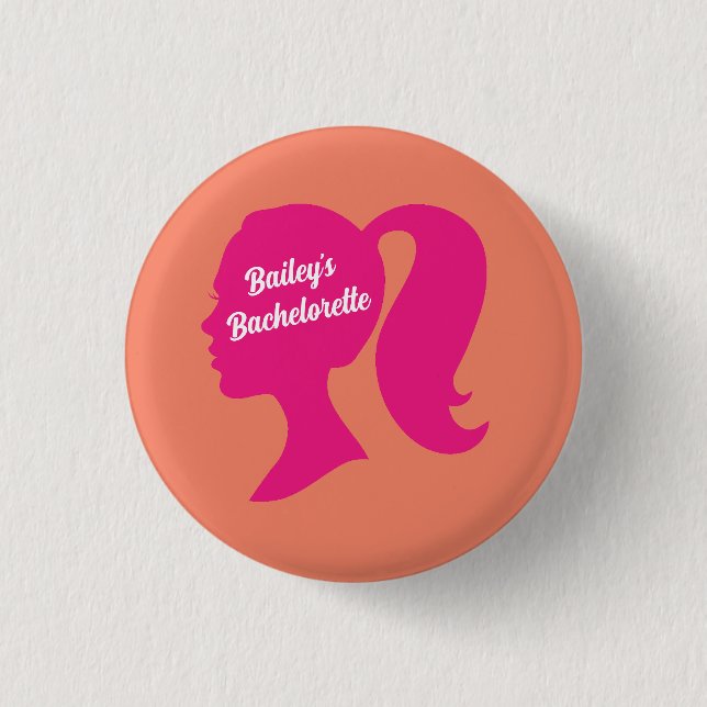 Party Pink & Orange Bachelorette 3 Cm Round Badge (Front)