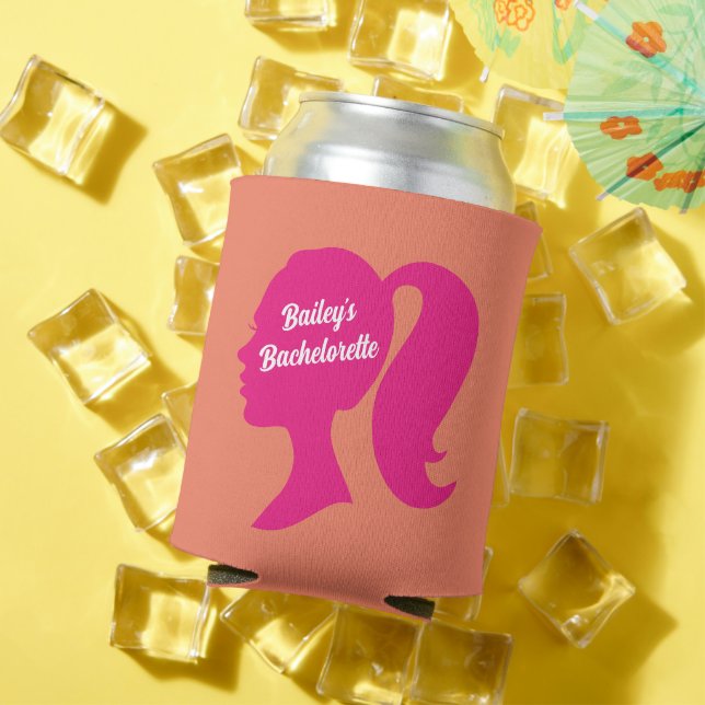 Party Pink & Orange Bachelorette Can Cooler (In Situ Summer)