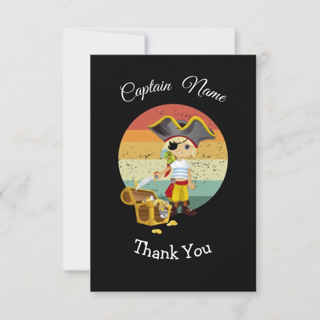 Party Pirate Boy Theme Thank You Card (Front)